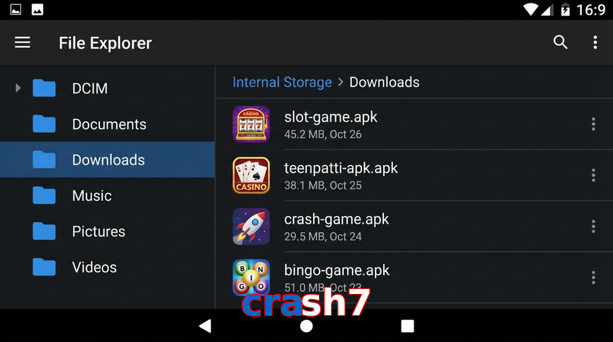 Main screen of Crash7 gameapk page for PK players